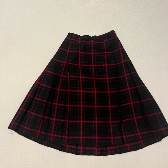 Vintage Pure Wool Plaid Pleated Skirt - Picture 3 of 3